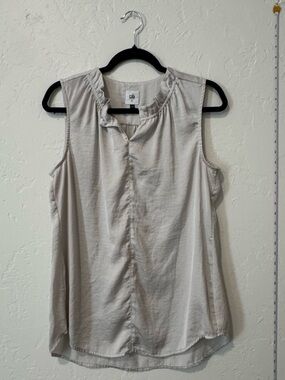 CAbi Sleeveless Ruffle-Neck Camisole - Light Beige